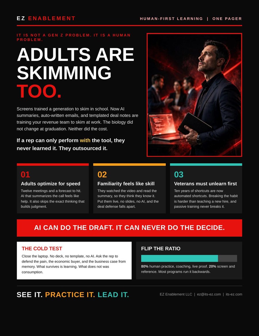 Adults Are Skimming Too one-pager poster